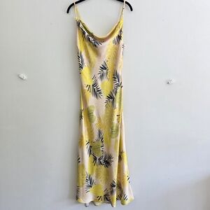 Dress Forum Yellow Tropical Slip Maxi Dress with Side Slit